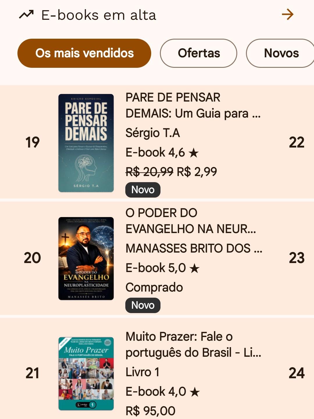 20º lugar em E-books em alta - Mais vendidos